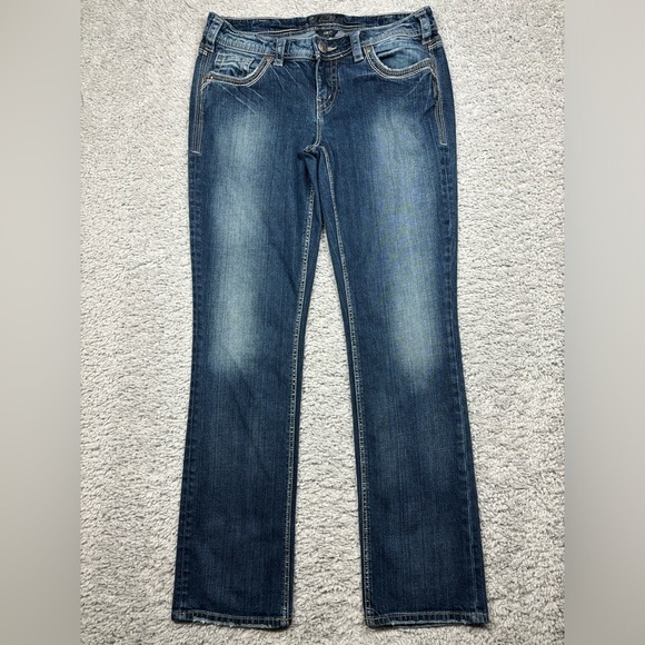 Silver Jeans Denim - Silver Jeans Womens 31 Boot Cut Aiko Dark Wash Big Stitch Fade Out Club Party